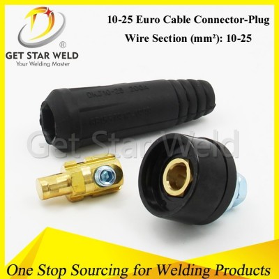 Male and Female 10-25 Cable Connector/Euro type welding torch cable connector 10-25/welding cable fast plug and socket